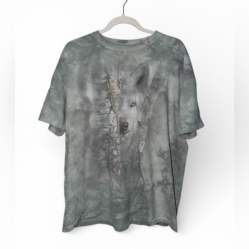 Vintage The Mountain Wolf Tie Dye Shirt Behind an Aspen Tree XL Nature Grunge 90